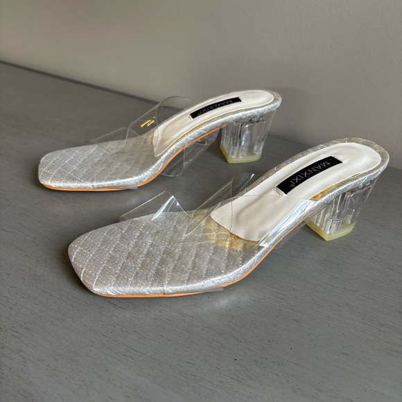 Manxixi Criss- Cross Transparent Clear Block Heel Slip On Shoe Women EU 39 US 8 - Picture 2 of 13